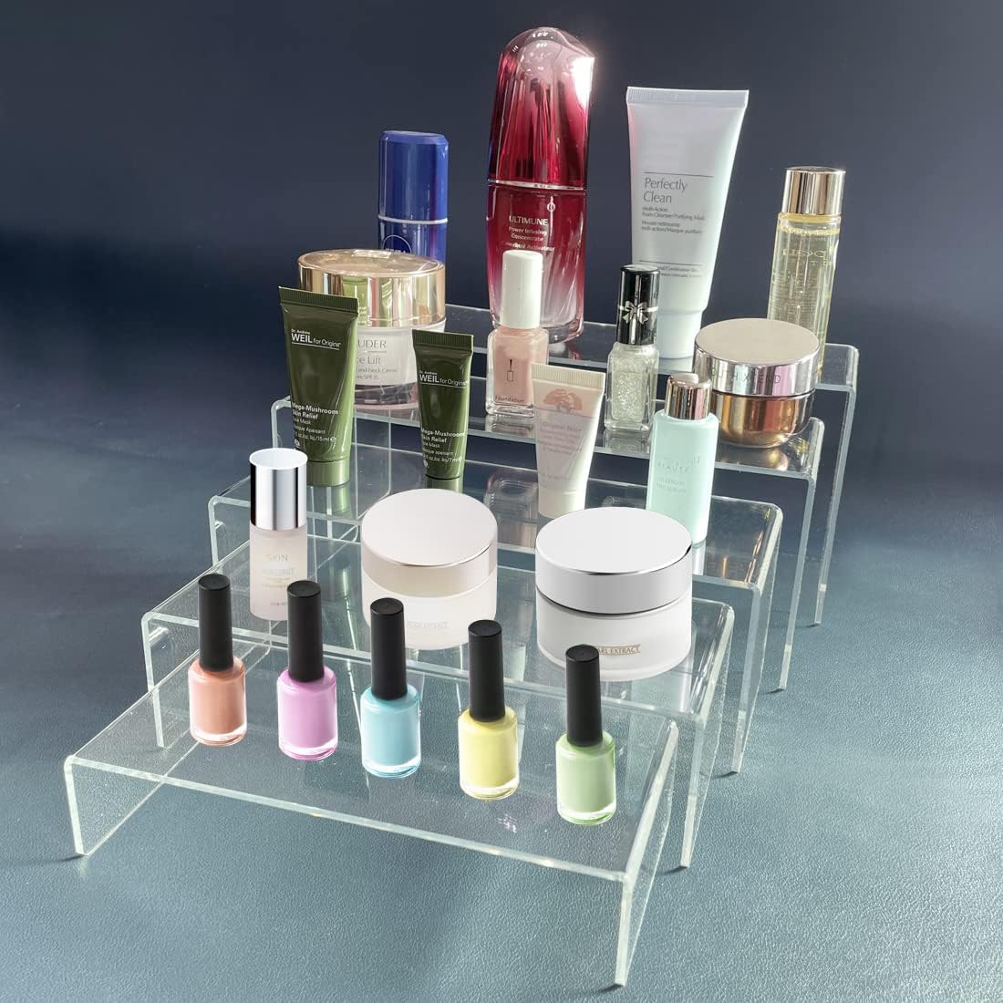 ADColor 5 Pack acrylic display stand, Acrylic Display Risers, 5 Sizes Clear Product Stand, Jewelry Display Riser Shelf Showcase Fixtures For Collectibles Display, Figure Display - 6.8" to 10" - Image 6
