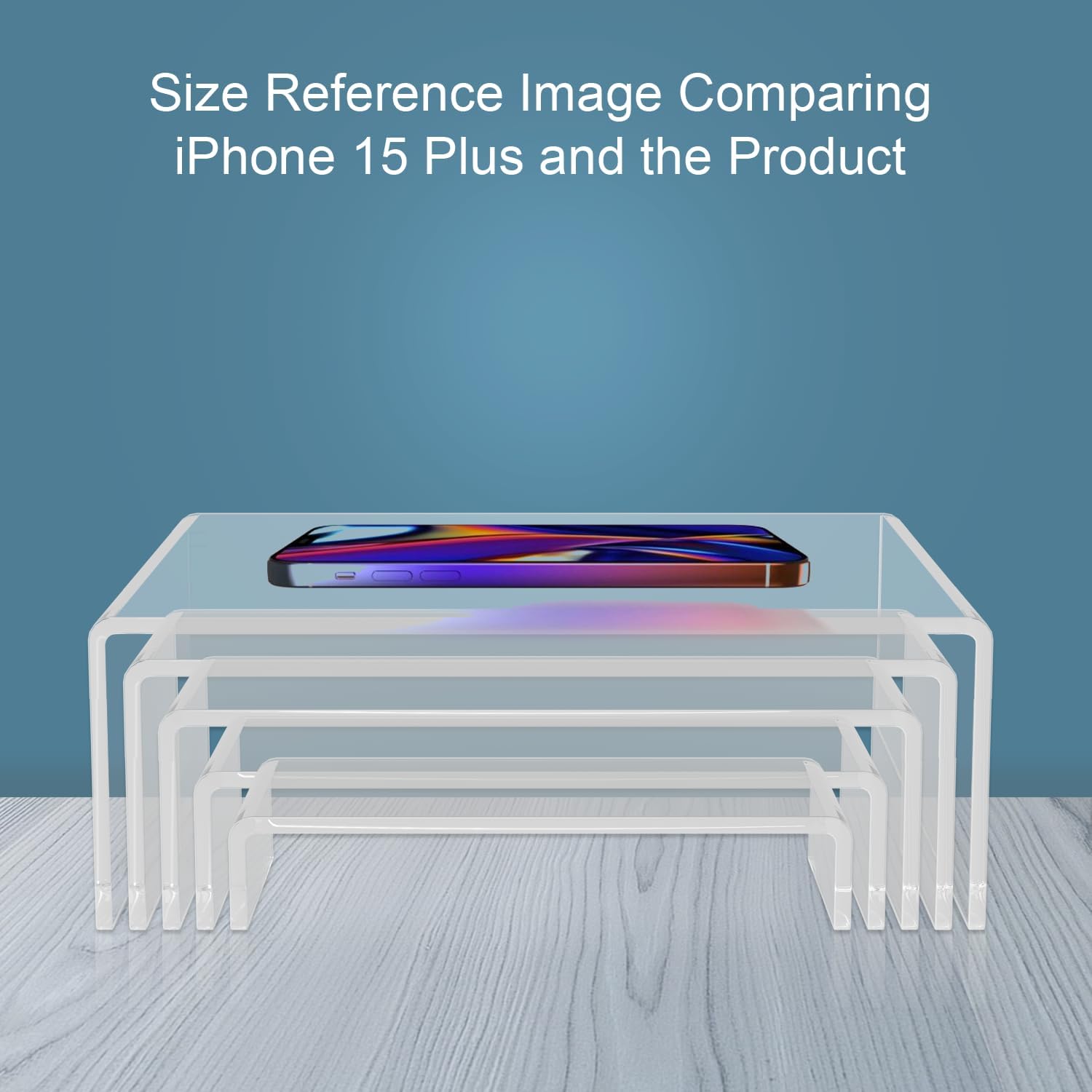 ADColor 5 Pack acrylic display stand, Acrylic Display Risers, 5 Sizes Clear Product Stand, Jewelry Display Riser Shelf Showcase Fixtures For Collectibles Display, Figure Display - 6.8" to 10" - Image 5
