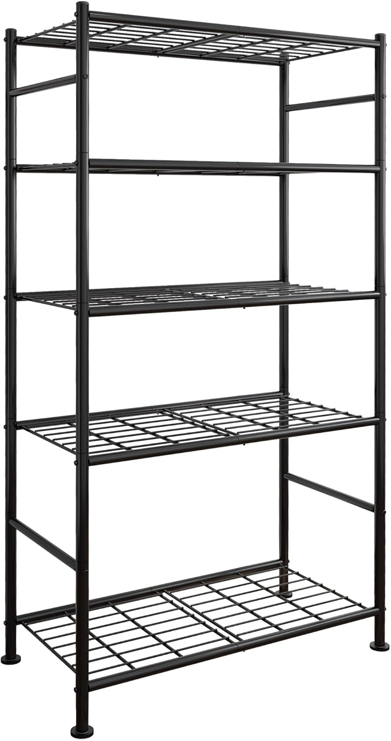 5-Tier Heavy Duty Steel Shelving Unit, 33 x 12.6 x 72 in - Leveling Feet, Black