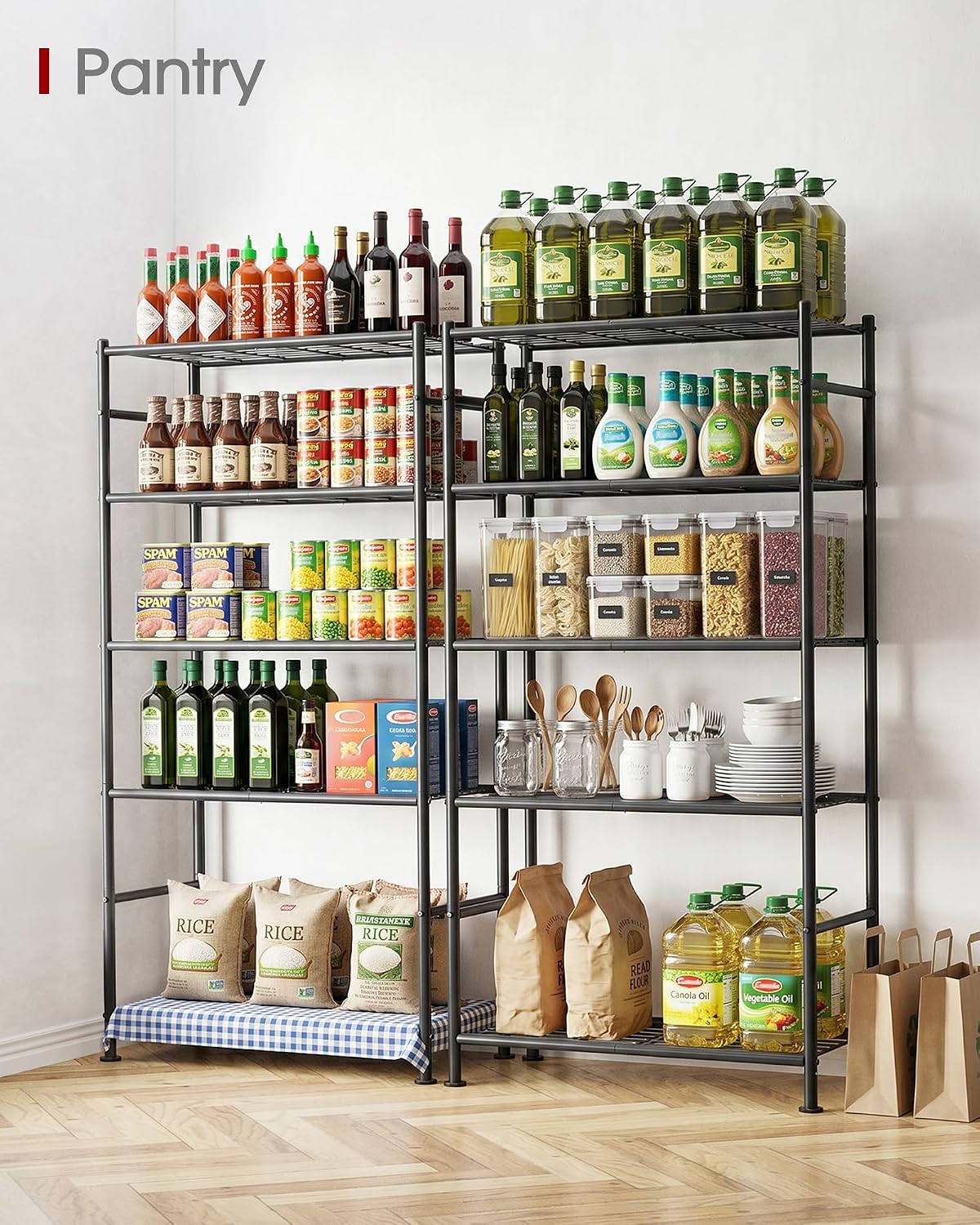 5-Tier Heavy Duty Steel Shelving Unit, 33 x 12.6 x 72 in - Leveling Feet, Black