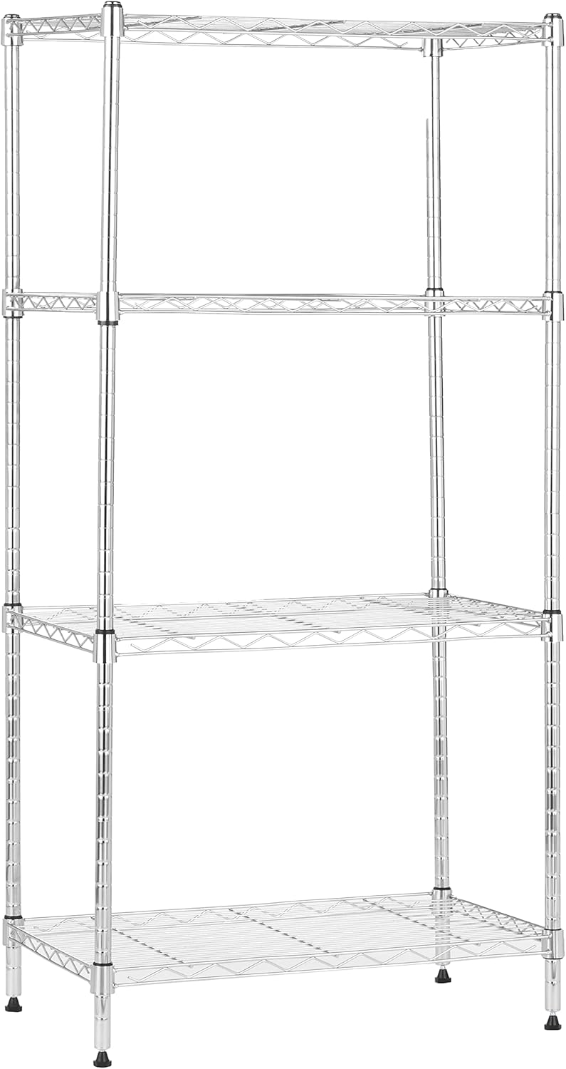 4-Shelf Adjustable Steel Wire Rack, 23.2 x 13.4 x 48 in - 200 lb Per Shelf, Chrome