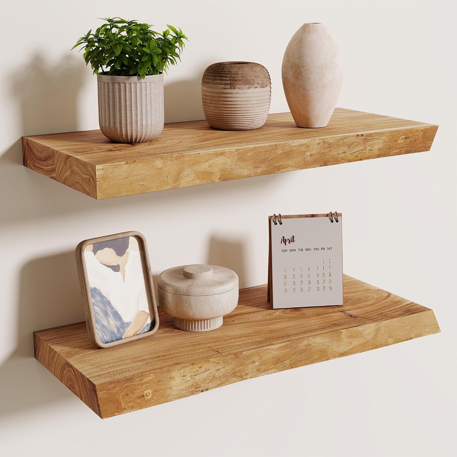 Live Edge Elm Floating Shelves, 18 x 8 in - 2 Pack, Natural