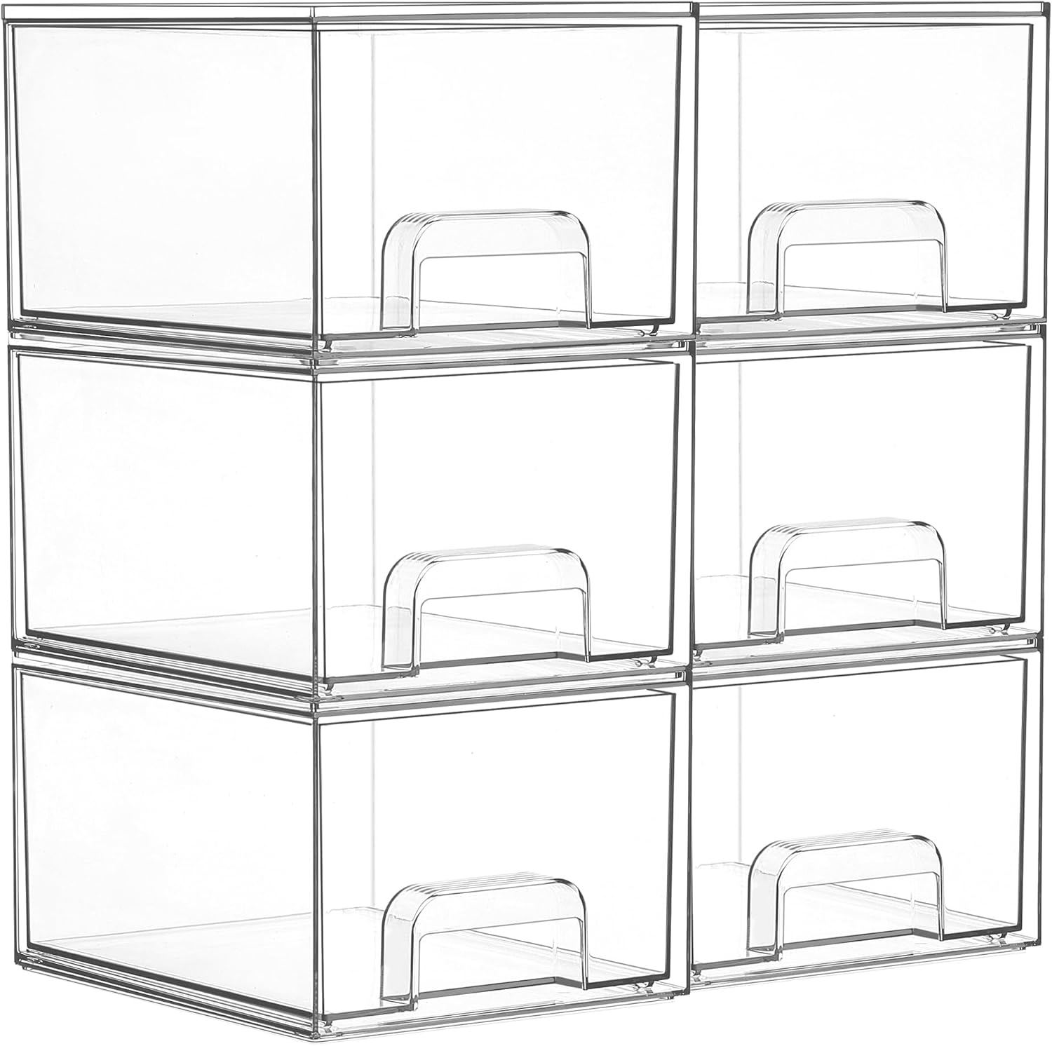 Small Clear Stackable Storage Drawers - 6 Pack