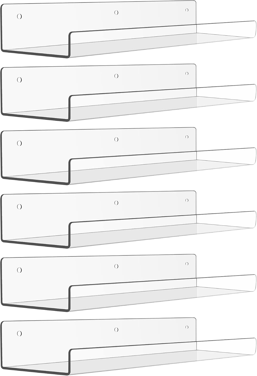 Acrylic Wall Display Shelves, 15 x 4 in - 6 Pieces, Clear