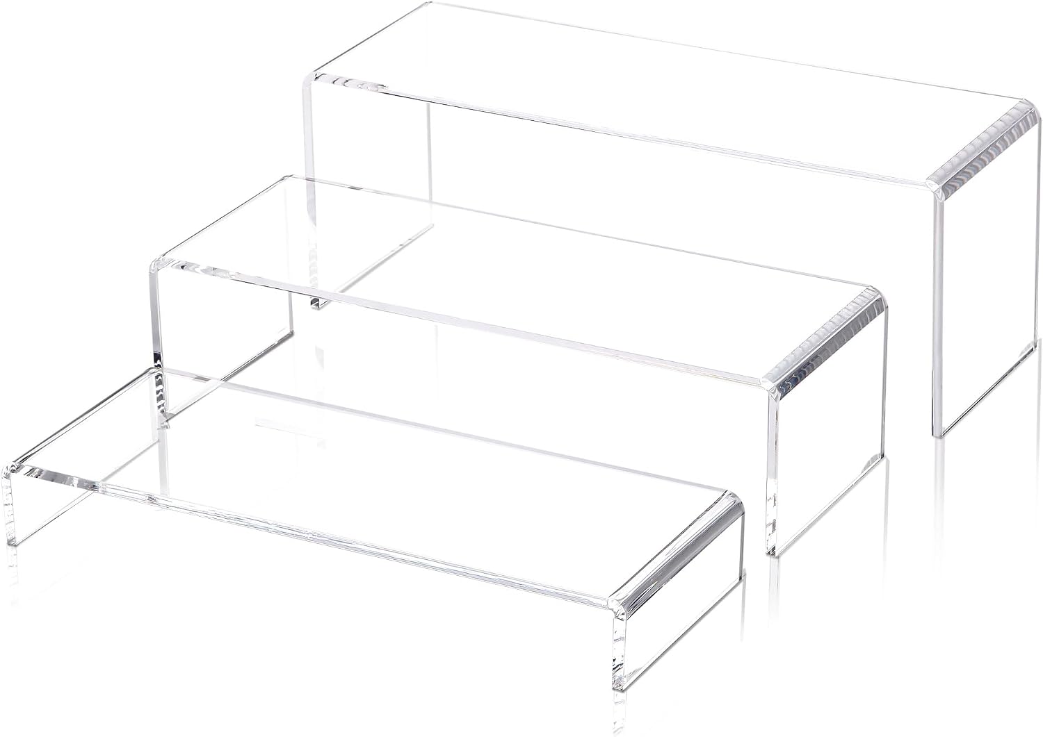 Clear Acrylic Display Risers, 12 in Rectangular - Set of 3 Sizes, 5 mm Thick