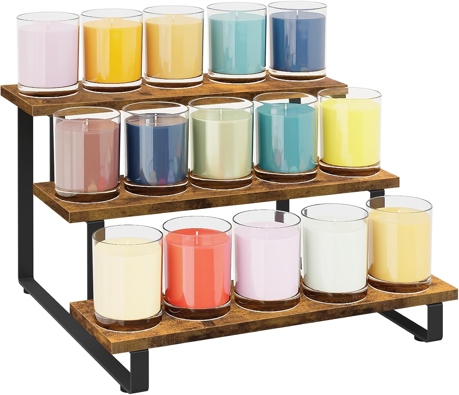 3-Tier Wooden Display Riser, Straight Step - Portable Counter Stand