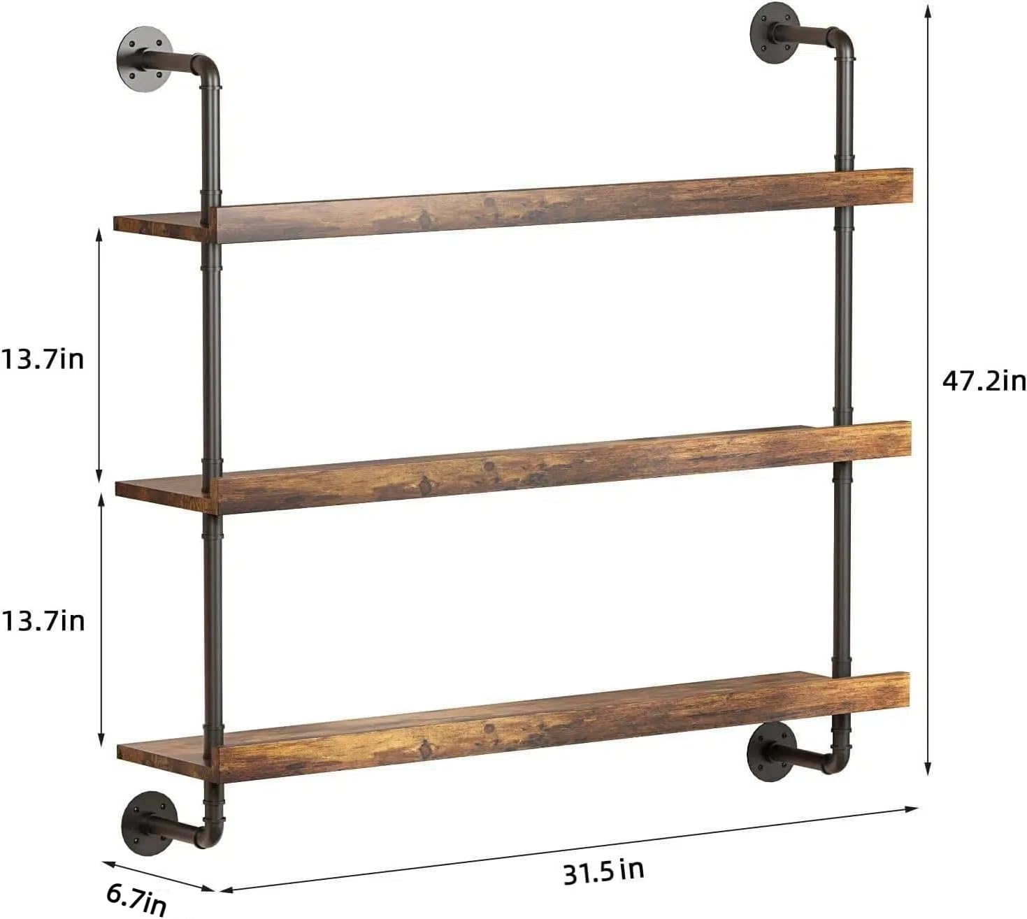 3-Tier Wall-Mounted Wine Rack with LED, 31.5 x 47.2 in