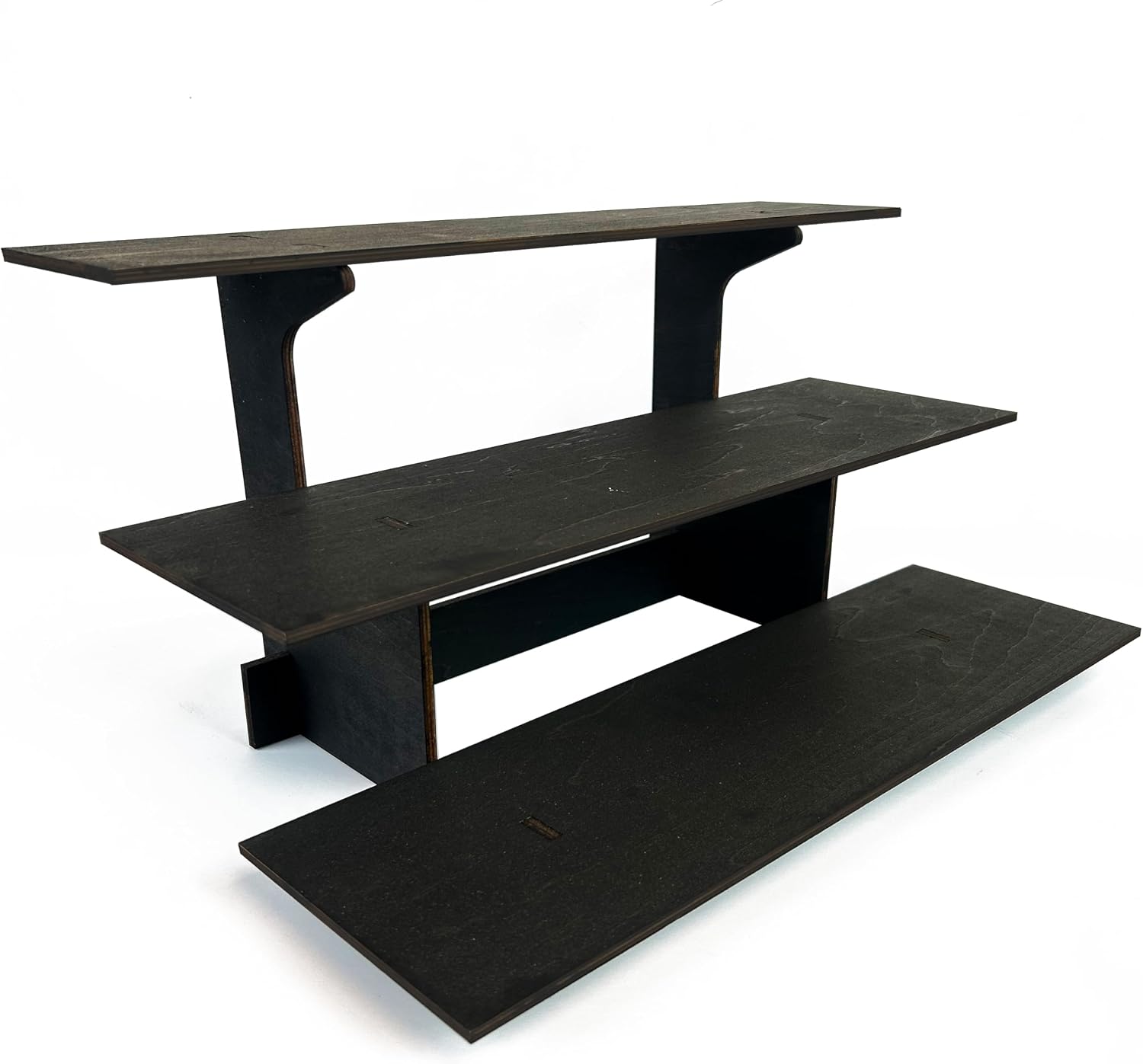 3-Tier Straight Step Table Display Stand - Ebony Finish