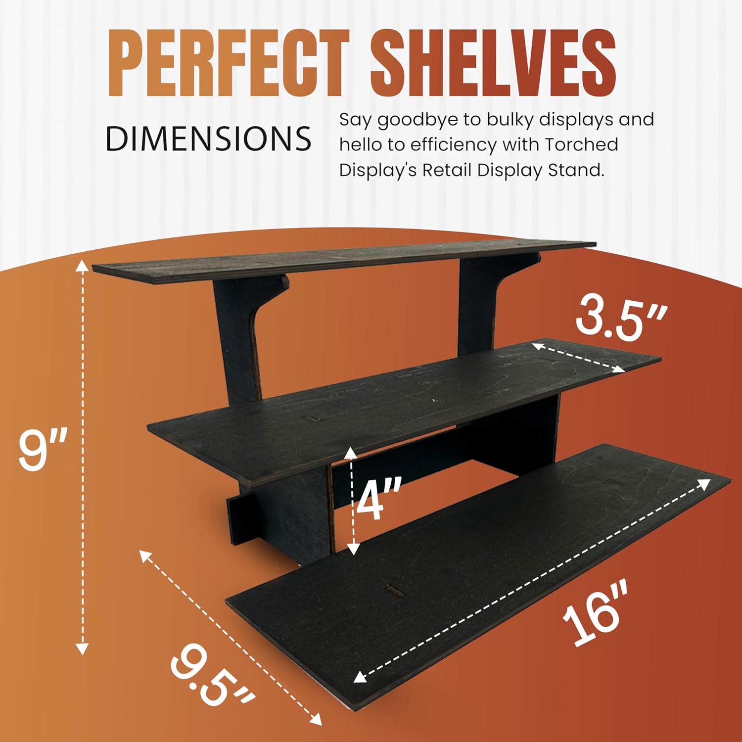 3-Tier Straight Step Table Display Stand - Ebony Finish