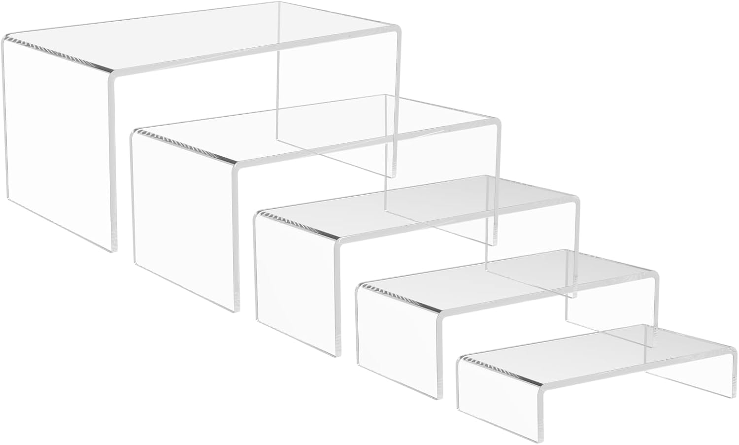 Acrylic Display Risers in 5 Sizes, 6.8 to 10 in - 5 Pack, Clear