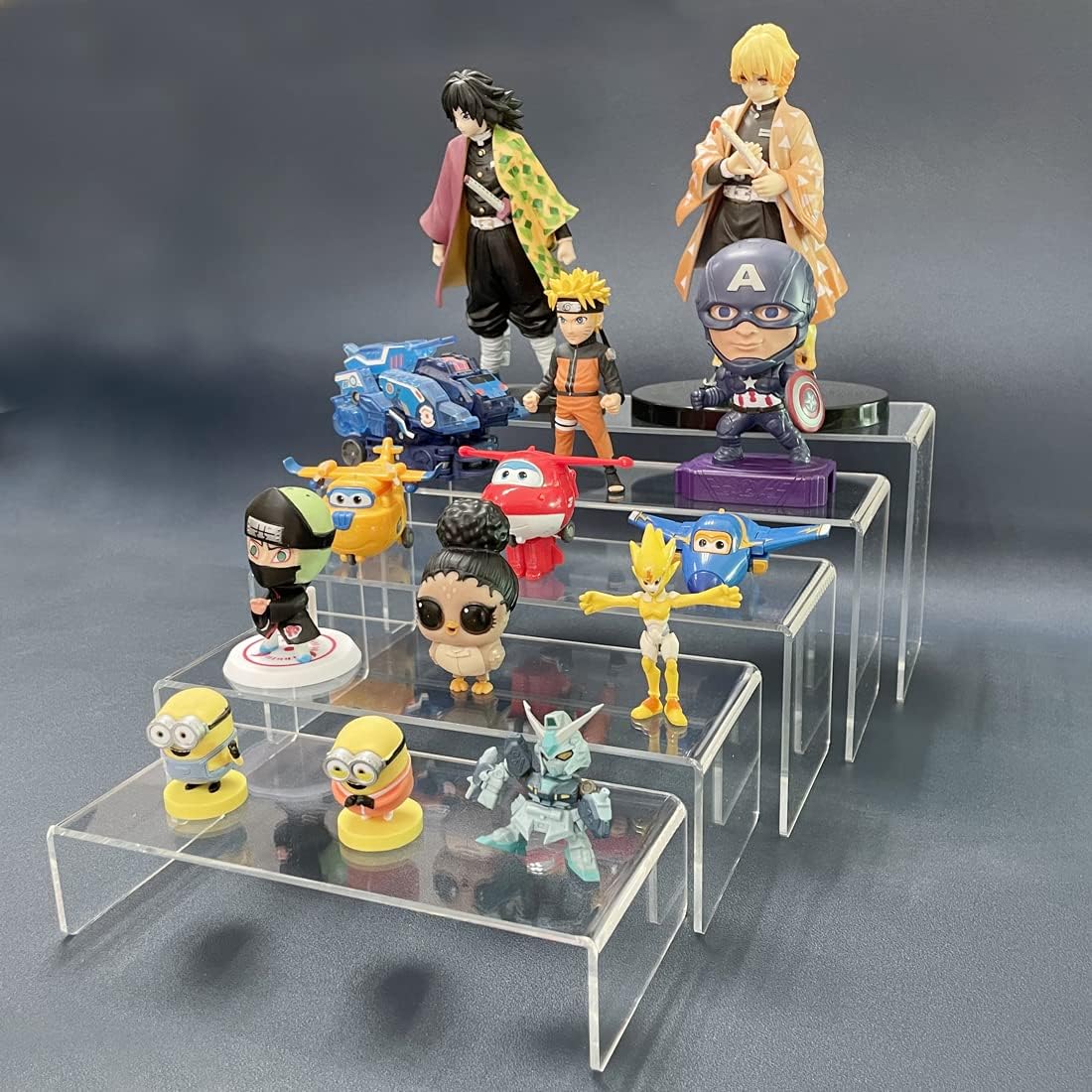 Acrylic Display Risers in 5 Sizes, 6.8 to 10 in - 5 Pack, Clear